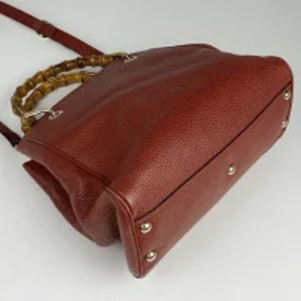 Gucci Bamboo 2way Red Shopper 2way Leather Bag Shoulder Red